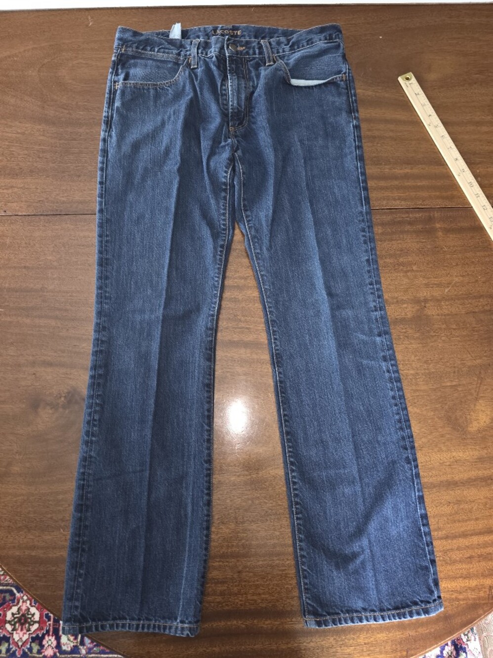 Lacoste Men's Jeans Size 34 Dark Wash Blue Straight Leg 100% Cotton